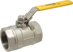 Legend Valve - 2" Pipe, Large Port, Stainless Steel Standard Ball Valve - 2 Piece, Inline - One Way Flow, FNPT x FNPT Ends, Locking Lever Handle, 1,500 WOG, 150 WSP - Eagle Tool & Supply