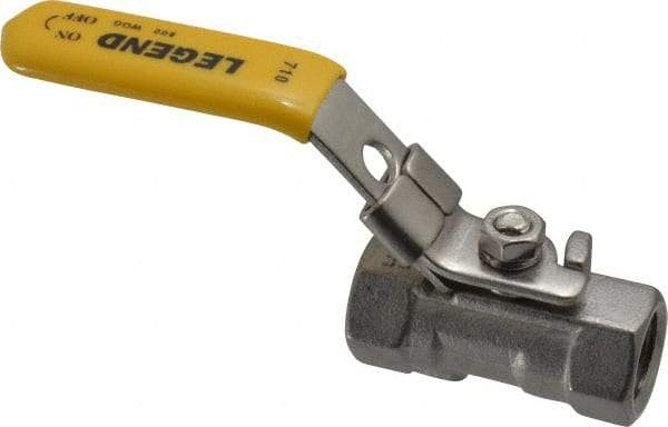 Legend Valve - 1/4" Pipe, Standard Port, Stainless Steel Standard Ball Valve - 1 Piece, Inline - One Way Flow, FNPT x FNPT Ends, Locking Lever Handle, 800 WOG, 150 WSP - Eagle Tool & Supply