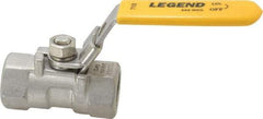 Legend Valve - 1/2" Pipe, Standard Port, Stainless Steel Standard Ball Valve - 1 Piece, Inline - One Way Flow, FNPT x FNPT Ends, Locking Lever Handle, 800 WOG, 150 WSP - Eagle Tool & Supply