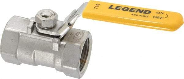 Legend Valve - 1" Pipe, Standard Port, Stainless Steel Standard Ball Valve - 1 Piece, Inline - One Way Flow, FNPT x FNPT Ends, Locking Lever Handle, 800 WOG, 150 WSP - Eagle Tool & Supply