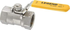 Legend Valve - 1" Pipe, Standard Port, Stainless Steel Standard Ball Valve - 1 Piece, Inline - One Way Flow, FNPT x FNPT Ends, Locking Lever Handle, 800 WOG, 150 WSP - Eagle Tool & Supply