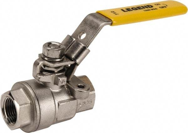 Legend Valve - 3/8" Pipe, Full Port, Stainless Steel Standard Ball Valve - 2 Piece, Inline - One Way Flow, FNPT x FNPT Ends, Locking Lever Handle, 1,000 WOG, 150 WSP - Eagle Tool & Supply