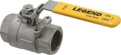 Legend Valve - 1-1/4" Pipe, Full Port, Stainless Steel Standard Ball Valve - 2 Piece, Inline - One Way Flow, FNPT x FNPT Ends, Locking Lever Handle, 1,000 WOG, 150 WSP - Eagle Tool & Supply