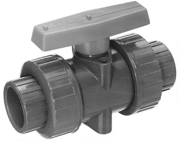 Legend Valve - 4" Pipe, Full Port, PVC True Union Design Ball Valve - Inline - One Way Flow, Solvent x Solvent Ends, Tee Handle, 150 WOG - Eagle Tool & Supply