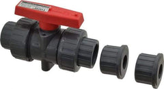 Legend Valve - 1" Pipe, Full Port, PVC True Union Design Ball Valve - Inline - One Way Flow, FNPT x Solvent Ends, Tee Handle, 150 WOG - Eagle Tool & Supply