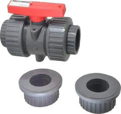 Legend Valve - 2" Pipe, Full Port, PVC True Union Design Ball Valve - Inline - One Way Flow, FNPT x Solvent Ends, Tee Handle, 150 WOG - Eagle Tool & Supply