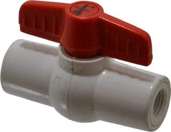 Legend Valve - 1/4" Pipe, Full Port, PVC Miniature Ball Valve - Inline - One Way Flow, FNPT x FNPT Ends, Tee Handle, 150 WOG - Eagle Tool & Supply