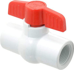 Legend Valve - 1" Pipe, Full Port, PVC Miniature Ball Valve - Inline - One Way Flow, FNPT x FNPT Ends, Tee Handle, 150 WOG - Eagle Tool & Supply