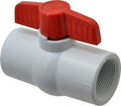 Legend Valve - 1-1/4" Pipe, Full Port, PVC Miniature Ball Valve - Inline - One Way Flow, FNPT x FNPT Ends, Tee Handle, 150 WOG - Eagle Tool & Supply
