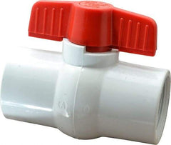 Legend Valve - 1-1/2" Pipe, Full Port, PVC Miniature Ball Valve - Inline - One Way Flow, FNPT x FNPT Ends, Tee Handle, 150 WOG - Eagle Tool & Supply