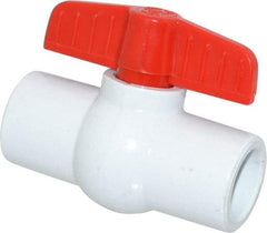 Legend Valve - 3/4" Pipe, Full Port, PVC Miniature Ball Valve - Inline - One Way Flow, Solvent x Solvent Ends, Tee Handle, 150 WOG - Eagle Tool & Supply