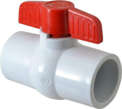 Legend Valve - 1-1/4" Pipe, Full Port, PVC Miniature Ball Valve - Inline - One Way Flow, Solvent x Solvent Ends, Tee Handle, 150 WOG - Eagle Tool & Supply
