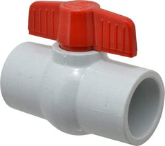 Legend Valve - 1-1/2" Pipe, Full Port, PVC Miniature Ball Valve - Inline - One Way Flow, Solvent x Solvent Ends, Tee Handle, 150 WOG - Eagle Tool & Supply