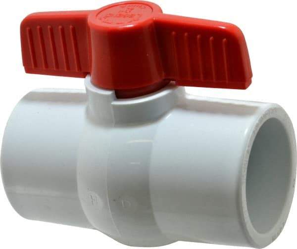 Legend Valve - 2" Pipe, Full Port, PVC Miniature Ball Valve - Inline - One Way Flow, Solvent x Solvent Ends, Tee Handle, 150 WOG - Eagle Tool & Supply