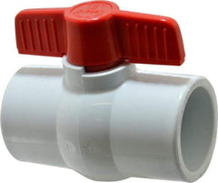 Legend Valve - 2" Pipe, Full Port, PVC Miniature Ball Valve - Inline - One Way Flow, Solvent x Solvent Ends, Tee Handle, 150 WOG - Eagle Tool & Supply