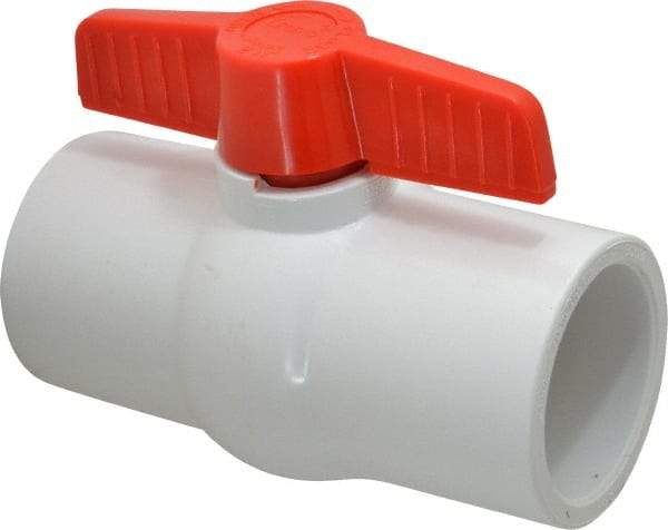 Legend Valve - 2-1/2" Pipe, Full Port, PVC Miniature Ball Valve - Inline - One Way Flow, Solvent x Solvent Ends, Tee Handle, 150 WOG - Eagle Tool & Supply
