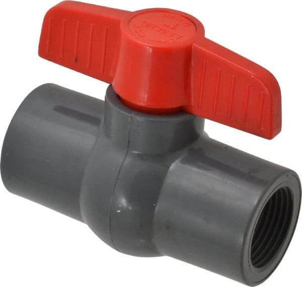 Legend Valve - 1" Pipe, Full Port, PVC Miniature Ball Valve - Inline - One Way Flow, FNPT x FNPT Ends, Tee Handle, 150 WOG - Eagle Tool & Supply
