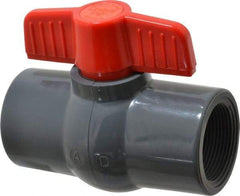 Legend Valve - 1-1/2" Pipe, Full Port, PVC Miniature Ball Valve - Inline - One Way Flow, FNPT x FNPT Ends, Tee Handle, 150 WOG - Eagle Tool & Supply