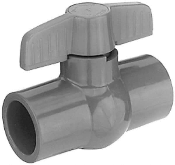 Legend Valve - 1/2" Pipe, Full Port, PVC Miniature Ball Valve - Inline - One Way Flow, Solvent x Solvent Ends, Tee Handle, 150 WOG - Eagle Tool & Supply