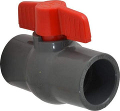 Legend Valve - 1-1/2" Pipe, Full Port, PVC Miniature Ball Valve - Inline - One Way Flow, Solvent x Solvent Ends, Tee Handle, 150 WOG - Eagle Tool & Supply