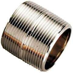 Merit Brass - 2-1/2" Pipe, 4" Long, Aluminum Pipe Nipple - Grade 6061, Threaded - Eagle Tool & Supply