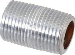 Merit Brass - 1" Long, 3/8" Pipe Threaded Brass Pipe Nipple - NPT Thread, Chrome Plated Red Brass - Eagle Tool & Supply