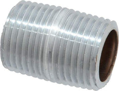 Merit Brass - 1-1/8" Long, 1/2" Pipe Threaded Brass Pipe Nipple - NPT Thread, Chrome Plated Red Brass - Eagle Tool & Supply