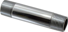 Merit Brass - 3-1/2" Long, 1/2" Pipe Threaded Brass Pipe Nipple - NPT Thread, Chrome Plated Red Brass - Eagle Tool & Supply