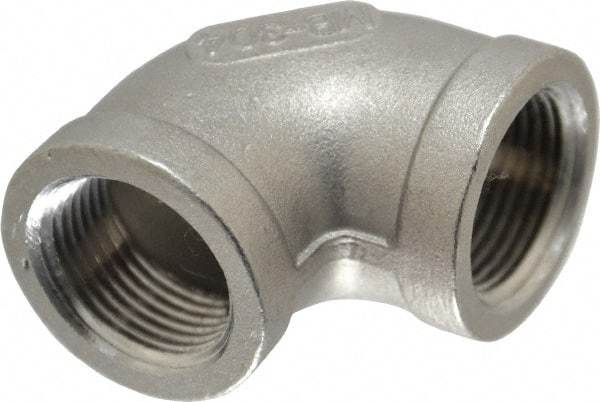 Merit Brass - 3/4" Grade 304 Stainless Steel Pipe 90° Elbow - FNPT x FNPT End Connections, 150 psi - Eagle Tool & Supply