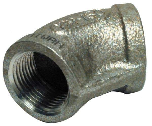 Merit Brass - 2-1/2" Grade 304 Stainless Steel Pipe 45° Elbow - FNPT x FNPT End Connections, 150 psi - Eagle Tool & Supply