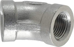Merit Brass - 3/8" Grade 304 Stainless Steel Pipe 45° Elbow - FNPT x FNPT End Connections, 150 psi - Eagle Tool & Supply