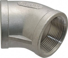 Merit Brass - 1-1/2" Grade 304 Stainless Steel Pipe 45° Elbow - FNPT x FNPT End Connections, 150 psi - Eagle Tool & Supply