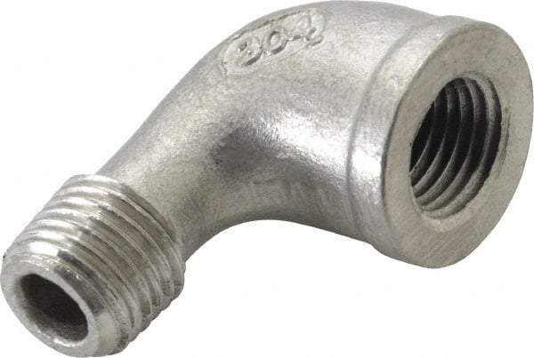 Merit Brass - 1/4" Grade 304 Stainless Steel Pipe 90° Street Elbow - FNPT x MNPT End Connections, 150 psi - Eagle Tool & Supply