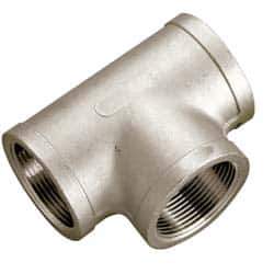 Value Collection - 3/8" Grade 304 Stainless Steel Pipe Tee - FNPT x FNPT x FNPT End Connections, 150 psi - Eagle Tool & Supply