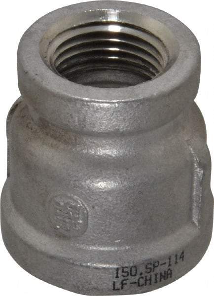 Merit Brass - 3/4 x 1/2" Grade 304 Stainless Steel Pipe Reducer Coupling - FNPT x FNPT End Connections, 150 psi - Eagle Tool & Supply