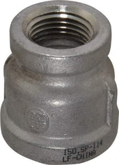 Merit Brass - 3/4 x 1/2" Grade 304 Stainless Steel Pipe Reducer Coupling - FNPT x FNPT End Connections, 150 psi - Eagle Tool & Supply