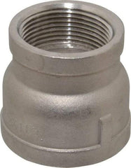Merit Brass - 1-1/2 x 1-1/4" Grade 304 Stainless Steel Pipe Reducer Coupling - FNPT x FNPT End Connections, 150 psi - Eagle Tool & Supply