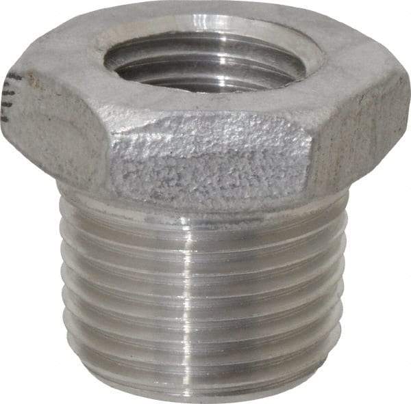 Value Collection - 3/8 x 1/4" Grade 304 Stainless Steel Pipe Hex Bushing - MNPT x FNPT End Connections, 150 psi - Eagle Tool & Supply