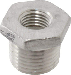 Value Collection - 1/2 x 1/4" Grade 304 Stainless Steel Pipe Hex Bushing - MNPT x FNPT End Connections, 150 psi - Eagle Tool & Supply