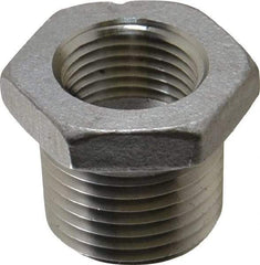 Value Collection - 1/2 x 3/8" Grade 304 Stainless Steel Pipe Hex Bushing - MNPT x FNPT End Connections, 150 psi - Eagle Tool & Supply