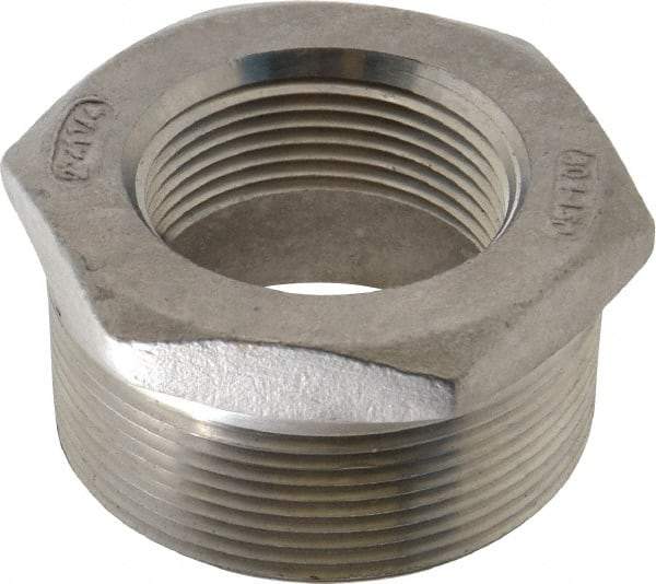 Value Collection - 2 x 1-1/4" Grade 304 Stainless Steel Pipe Hex Bushing - MNPT x FNPT End Connections, 150 psi - Eagle Tool & Supply