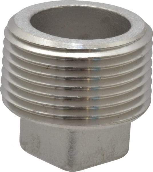 Merit Brass - 1" Grade 304 Stainless Steel Pipe Square Head Plug - MNPT End Connections, 150 psi - Eagle Tool & Supply