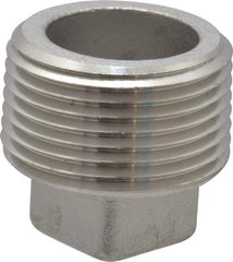 Merit Brass - 1" Grade 304 Stainless Steel Pipe Square Head Plug - MNPT End Connections, 150 psi - Eagle Tool & Supply