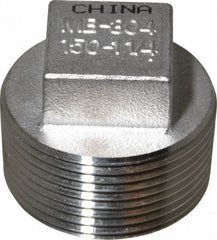 Merit Brass - 1-1/4" Grade 304 Stainless Steel Pipe Square Head Plug - MNPT End Connections, 150 psi - Eagle Tool & Supply
