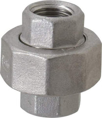 Merit Brass - 1/4" Grade 304 Stainless Steel Pipe Union - FNPT x FNPT End Connections, 150 psi - Eagle Tool & Supply