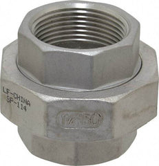 Merit Brass - 1-1/4" Grade 304 Stainless Steel Pipe Union - FNPT x FNPT End Connections, 150 psi - Eagle Tool & Supply