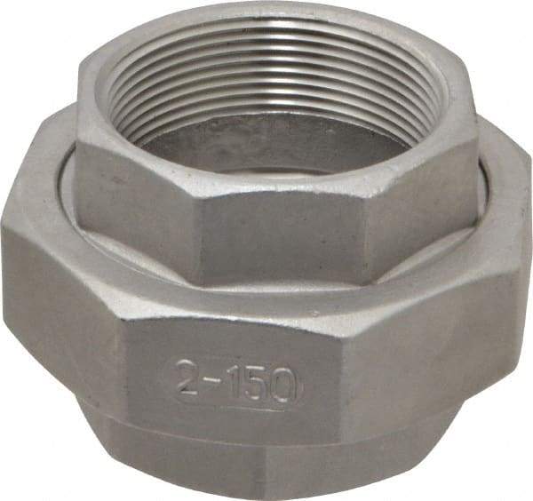Merit Brass - 2" Grade 304 Stainless Steel Pipe Union - FNPT x FNPT End Connections, 150 psi - Eagle Tool & Supply