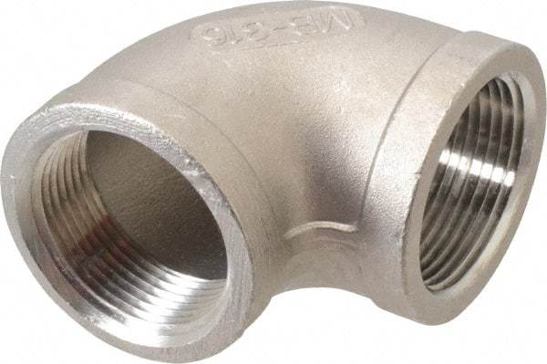 Merit Brass - 1-1/4" Grade 316 Stainless Steel Pipe 90° Elbow - FNPT x FNPT End Connections, 150 psi - Eagle Tool & Supply