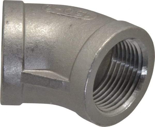 Merit Brass - 1" Grade 316 Stainless Steel Pipe 45° Elbow - FNPT x FNPT End Connections, 150 psi - Eagle Tool & Supply