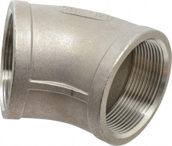 Merit Brass - 2" Grade 316 Stainless Steel Pipe 45° Elbow - FNPT x FNPT End Connections, 150 psi - Eagle Tool & Supply
